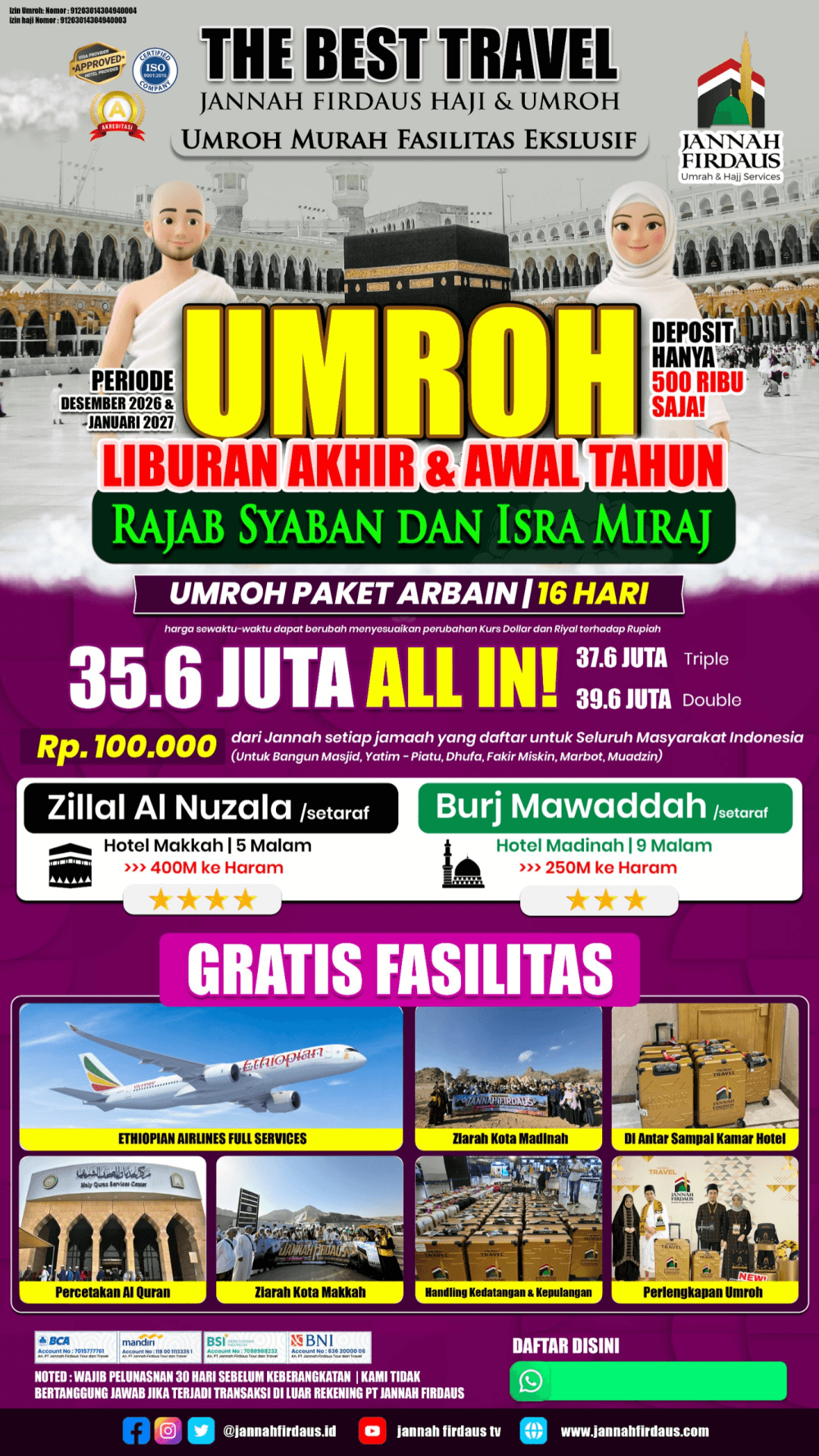 Flyer paket UMROH LIBURAN AKHIR & AWAL TAHUN ARBAIN