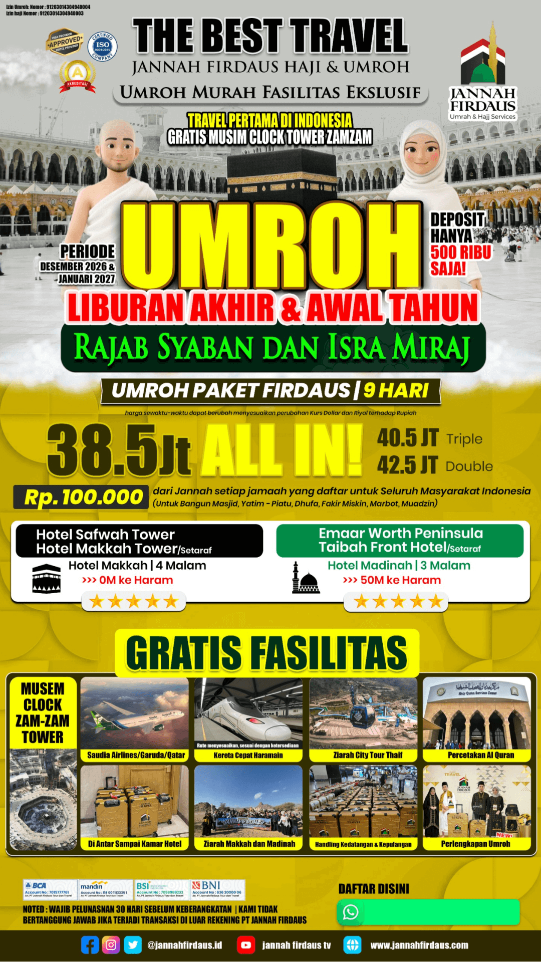 Flyer paket UMROH LIBURAN AKHIR & AWAL TAHUN FIRDAUS