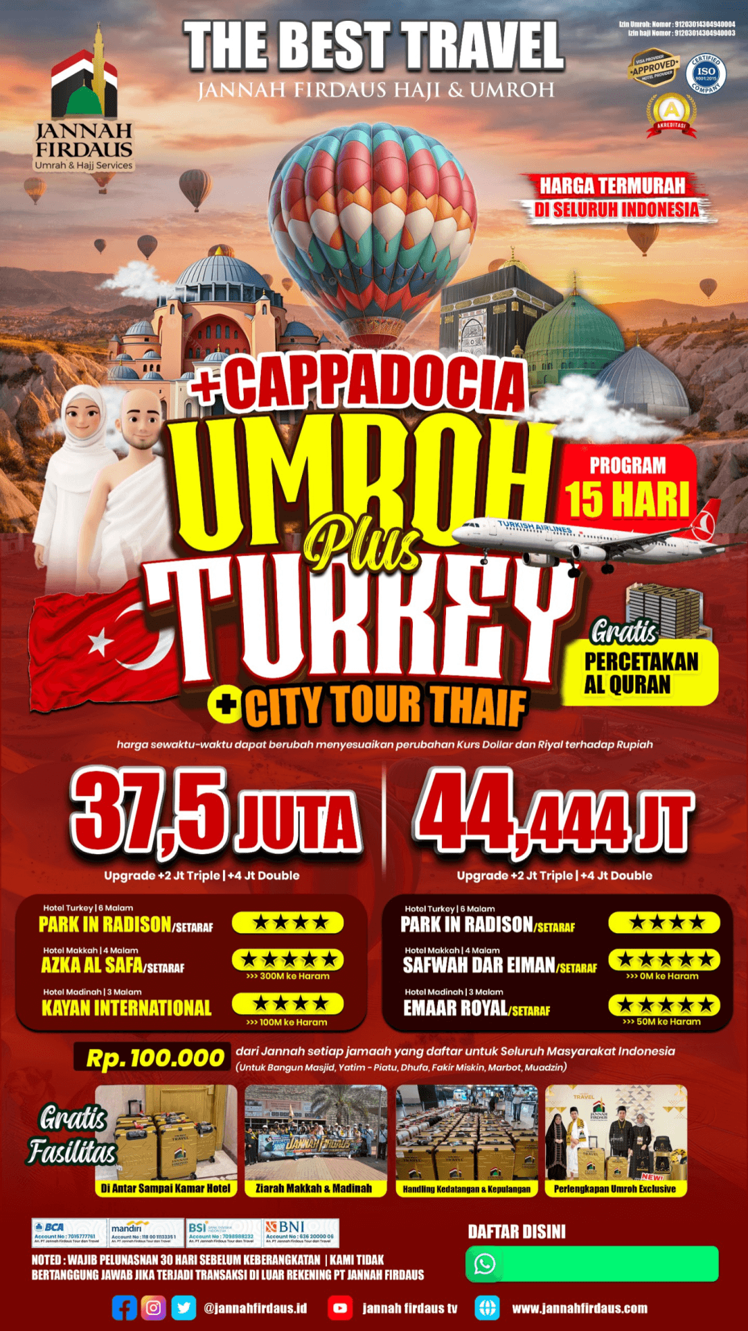 Flyer paket UMROH PLUS TURKEY CITY TOUR THAIF