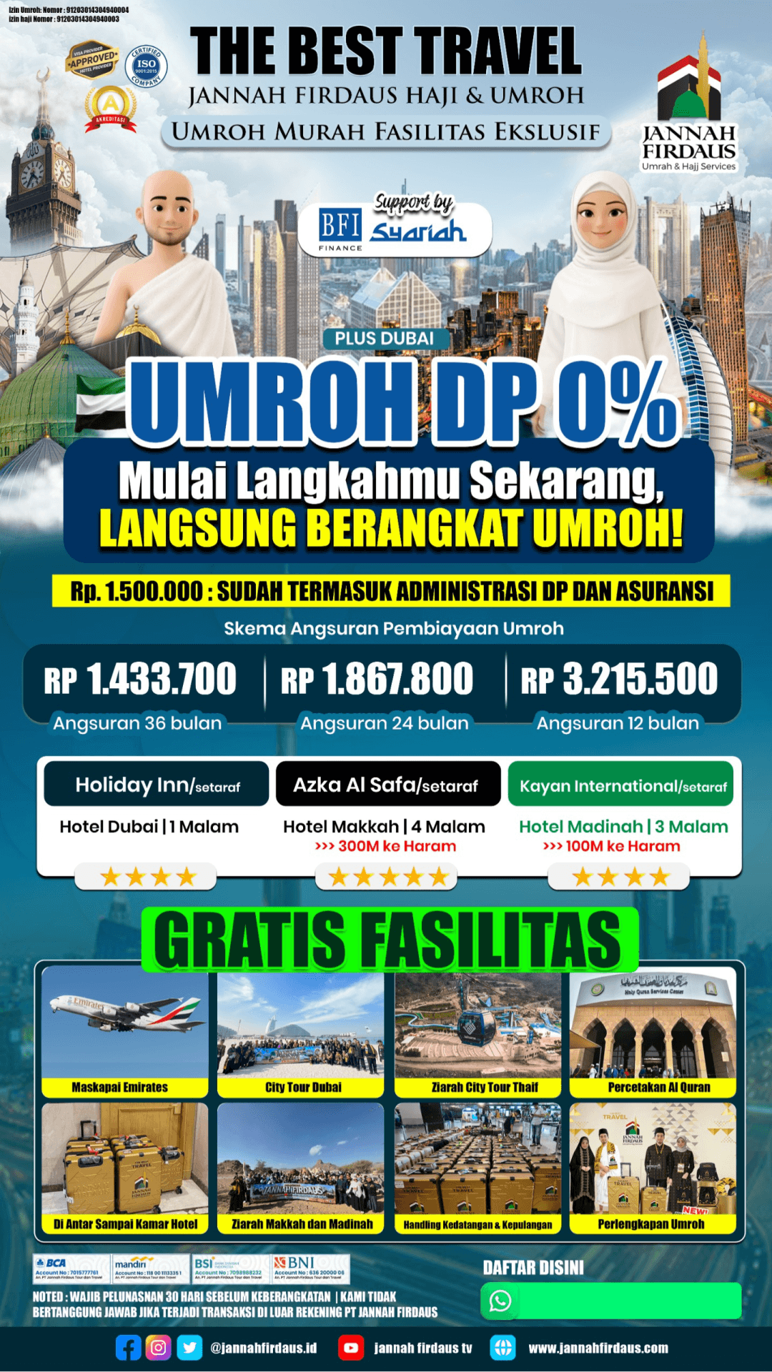 Flyer paket UMROH PLUS DUBAI BFI SYARIAH