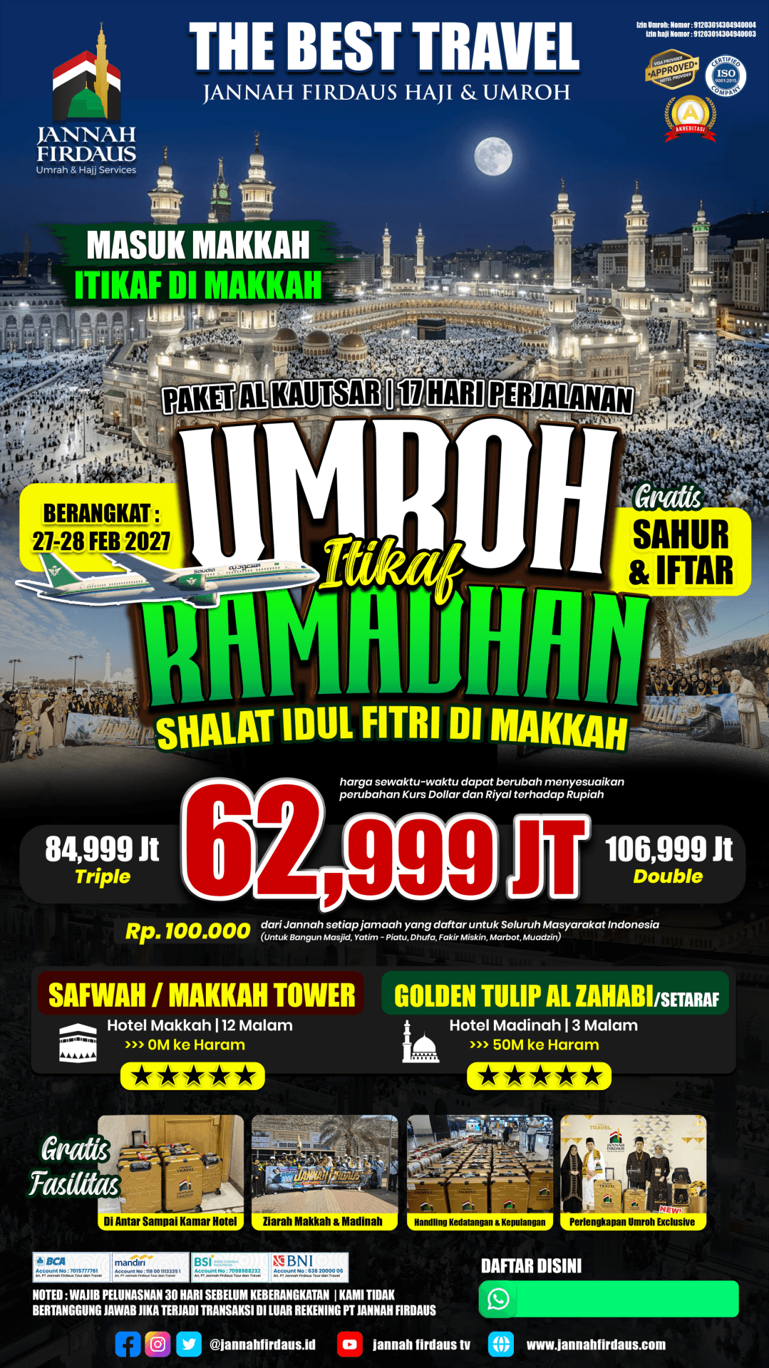 Flyer paket AL KAUTSAR Shalat Idul Fitri Di Makkah