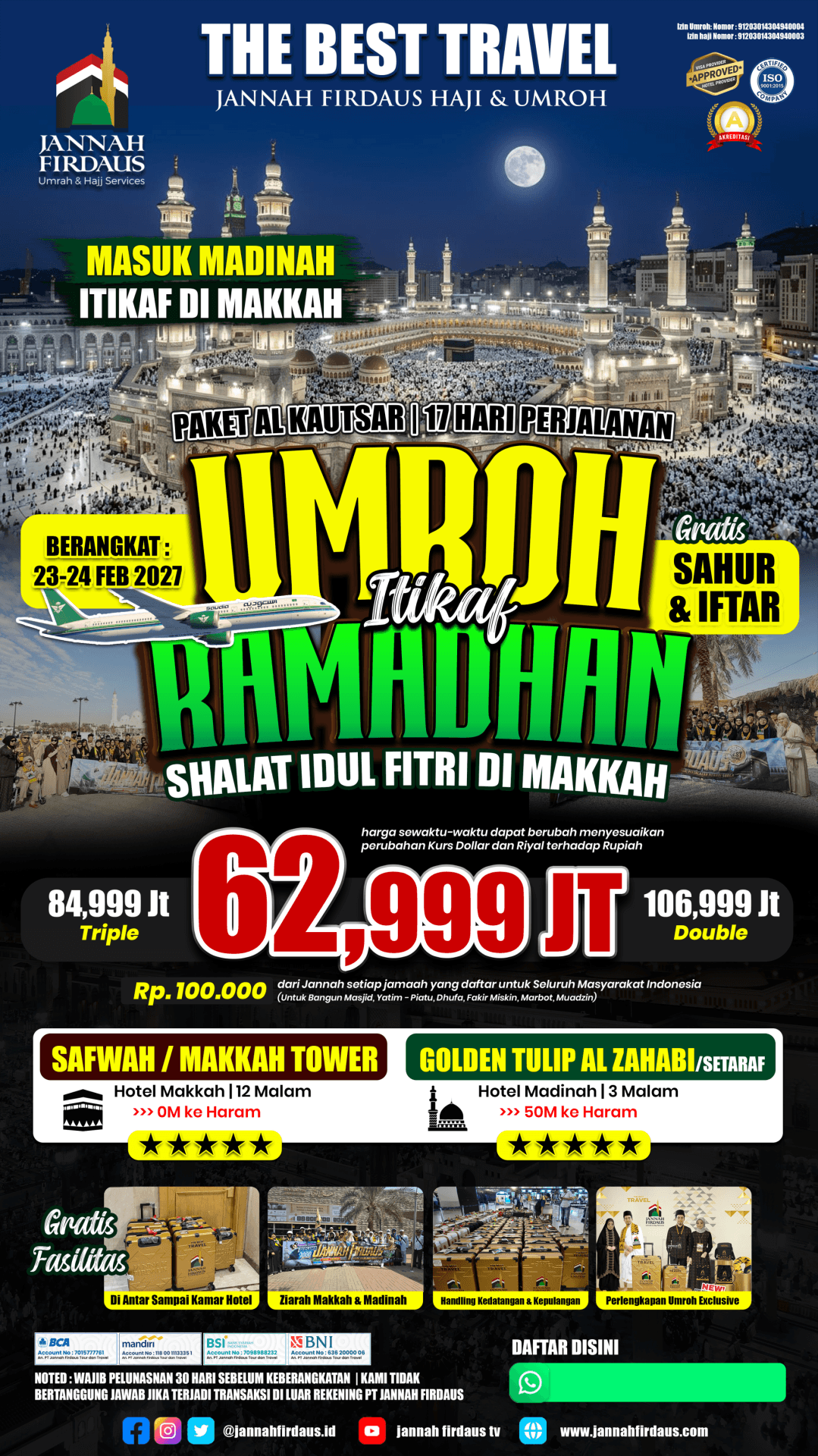 Flyer paket AL AKUTSAR ITIKAF MASUK MADINAH