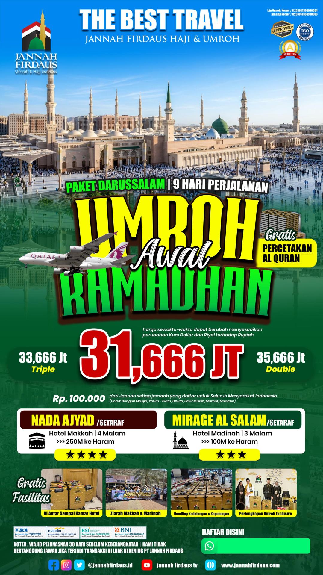 Flyer paket AWAL RAMADHAN 9 HARI DARUSSALAM