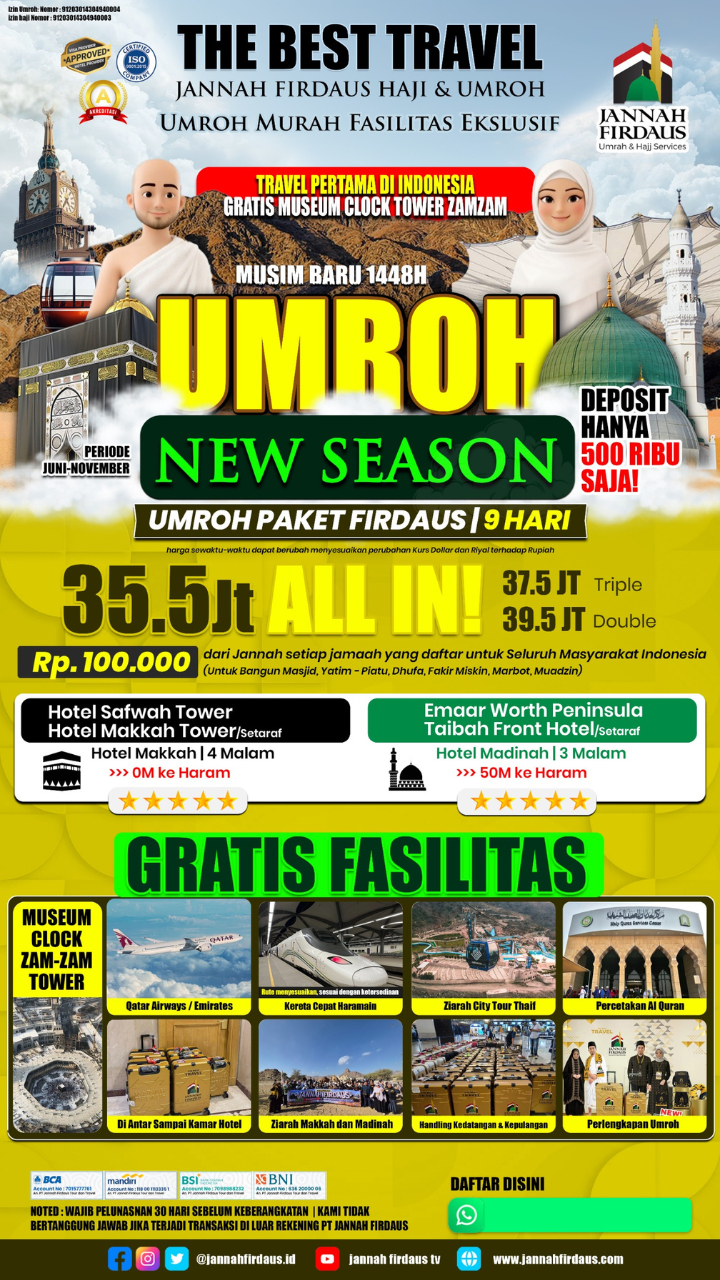 Flyer paket Firdaus 9 Hari New Season