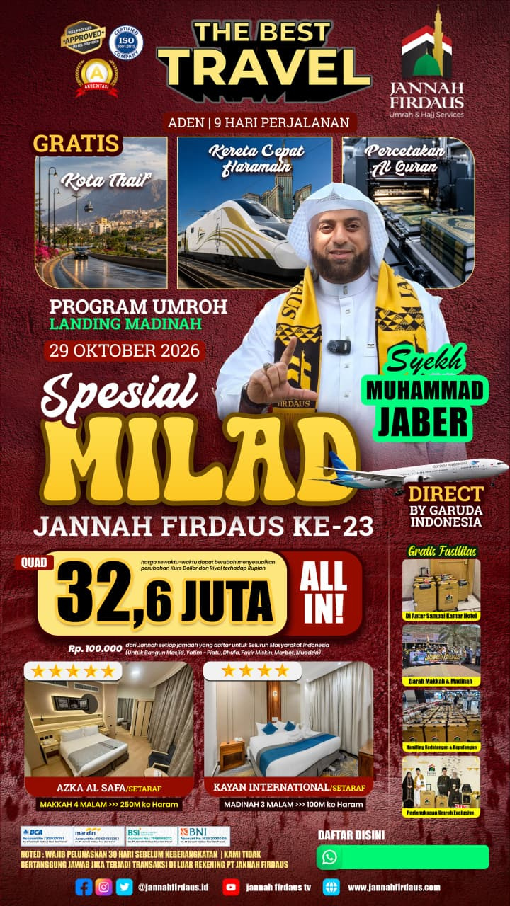 Flyer paket ADEN 9 Hari Spesial Milad