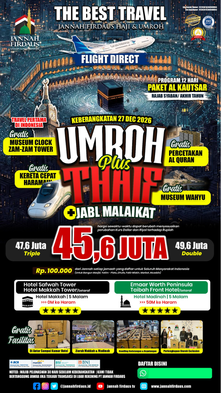 Flyer paket AL AKAUTSAR PLUS THAIF 12 HARI