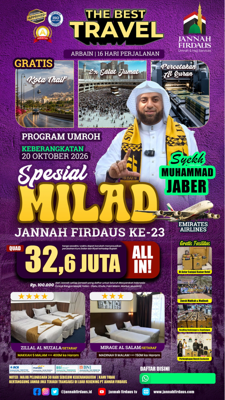 Flyer paket Arbain Spesial Milad