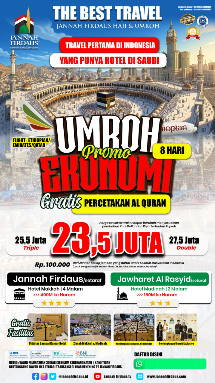 Flyer paket Umroh Ekonomi 8 Hari
