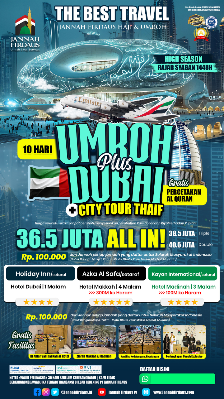 Flyer paket UMROH PLUS DUBAI+ CITY TOUR THAIF