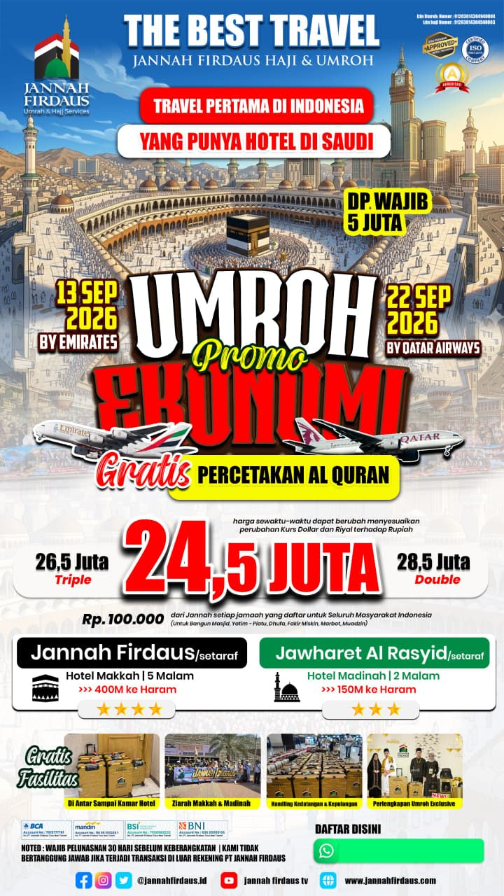 Flyer paket Umroh Ekonomi by Qatar