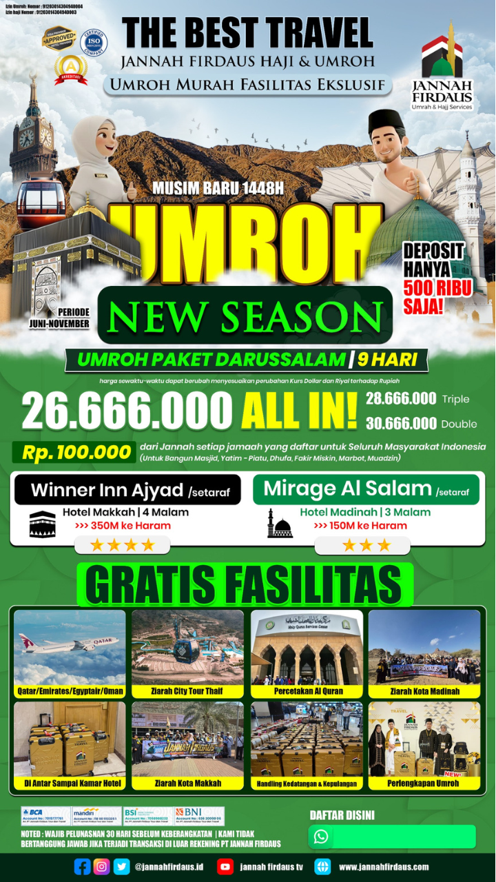 Flyer paket Umroh Paket Darussalam new Season 9 Hari