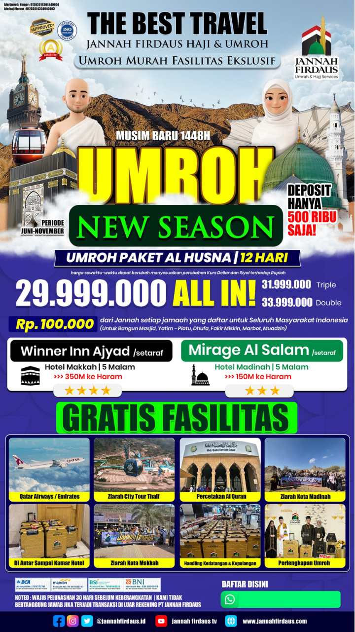 Flyer paket Al Husna New Season 12 Hari