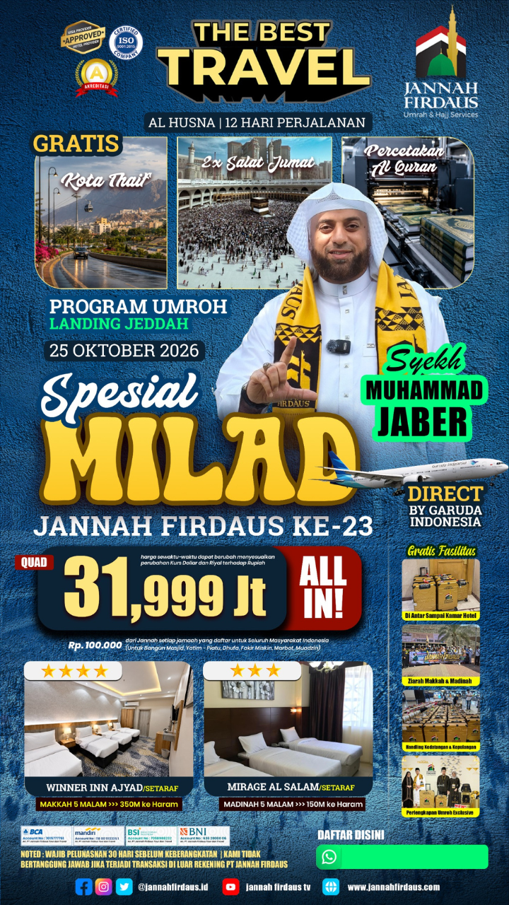 Flyer paket AL HUSNA 12 HARI SPESIAL MILAD
