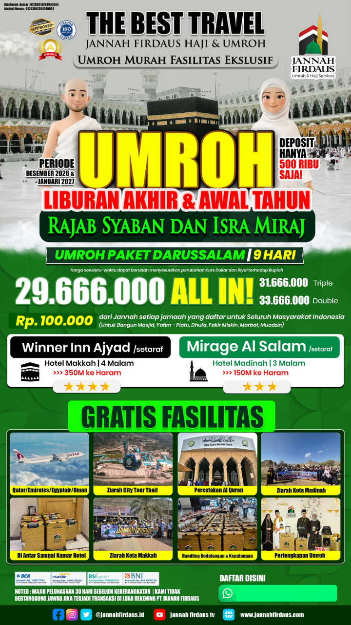 Flyer paket UMROH LIBURAN AKHIR & AWAL TAHUN DARUSSALAM