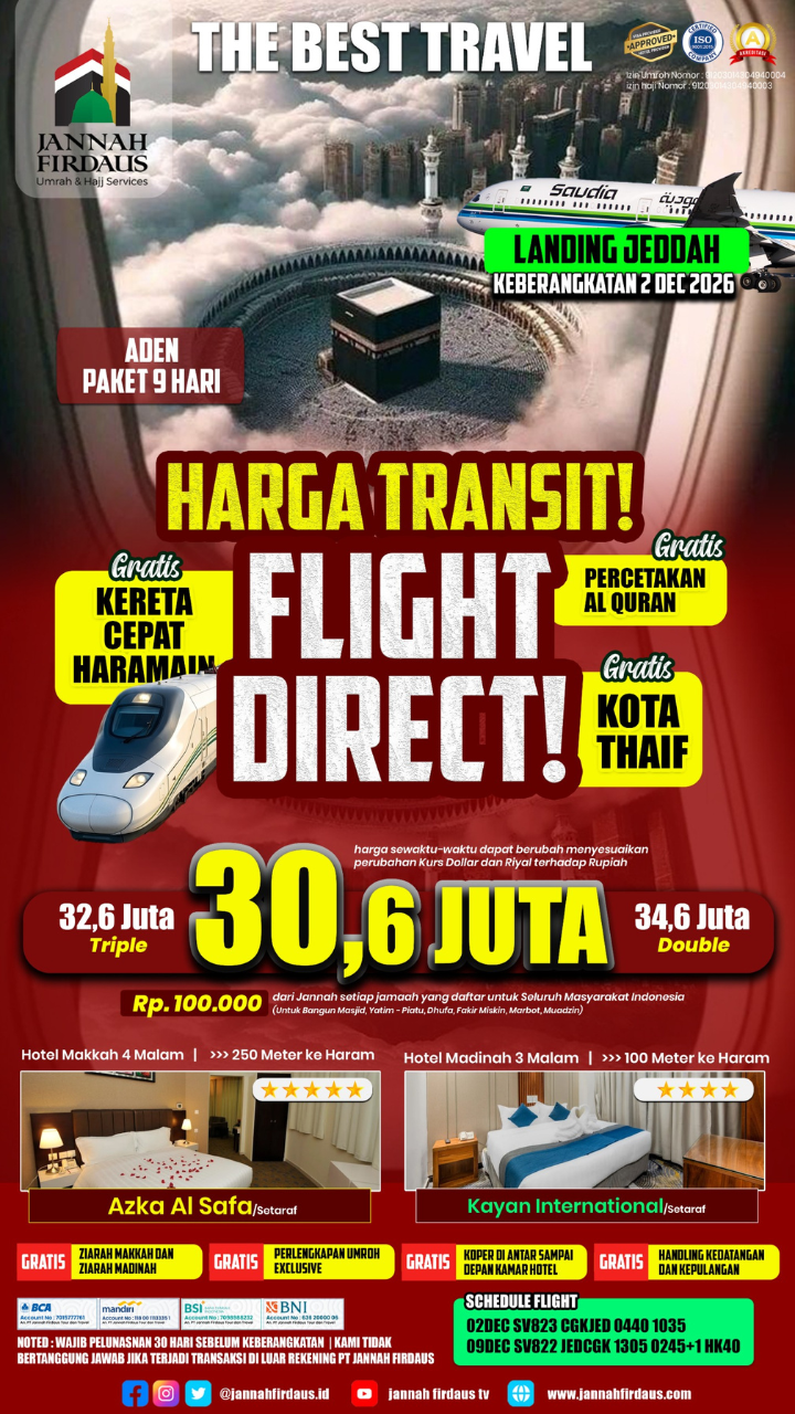 Flyer paket Aden Paket 9 Hari